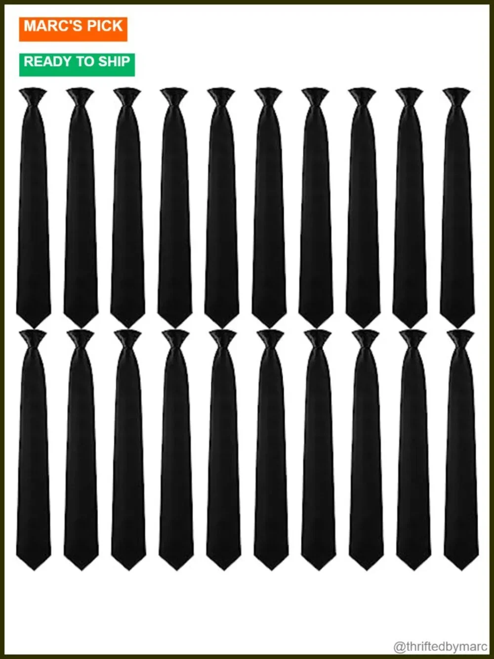 20 Clip on Ties Men Solid Color Pretied Polyester Satin Uniform Neckties Office